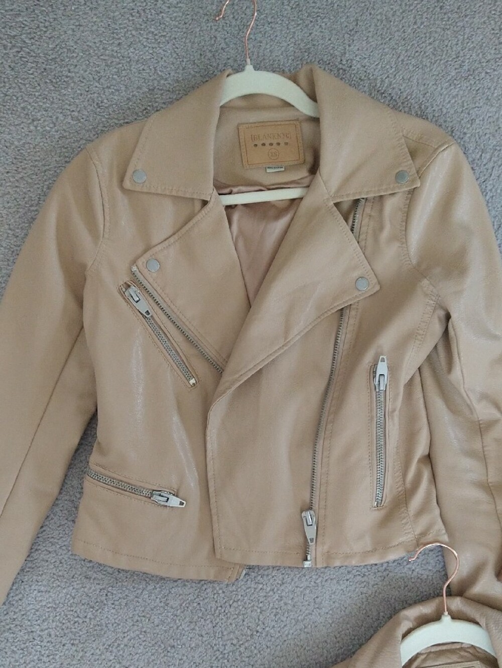 Blank NYC Beige & Metallic Rose Gold Nude Tan Leather Moto Jackets Bundle - Picture 2 of 7